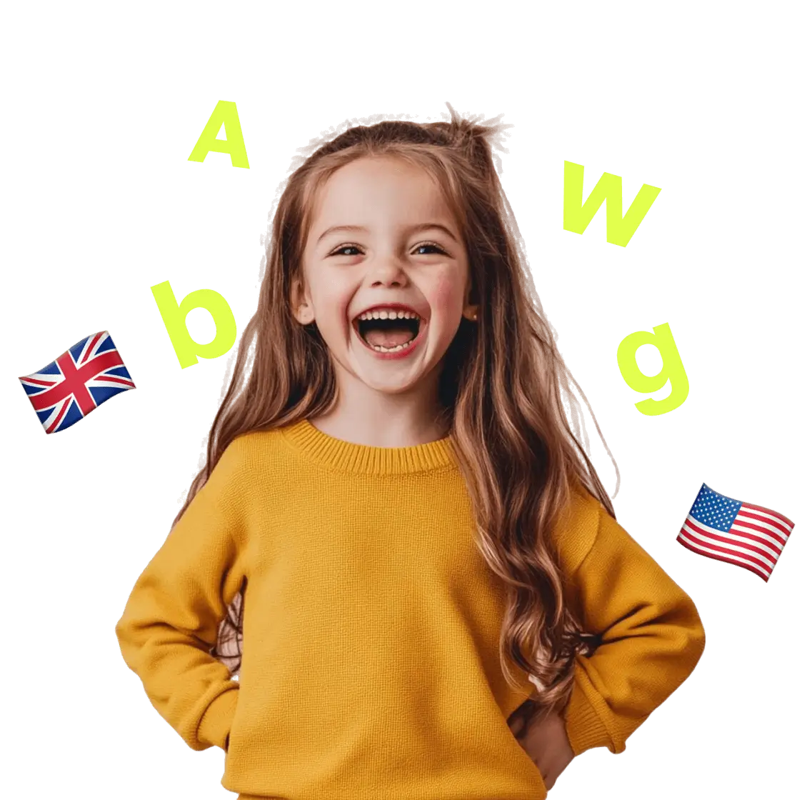 Niño disfrutando de una clase de inglés